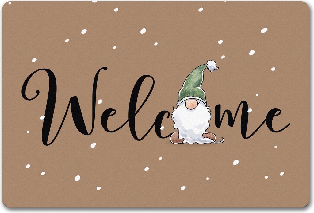 Welcome Fußmatte in 40x60 cm ohne Rand mit bärtigem Wichtel
