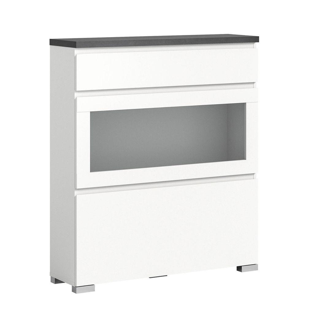 Shoelove Schuhschrank 2 Klaptüren, 1 Schublade 95x109cm weiß,grau.