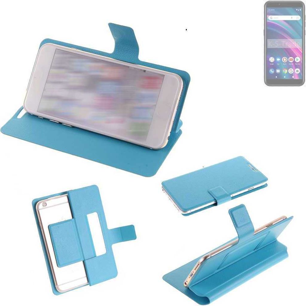 K-S-Trade Schutzhülle Handyhülle kompatibel mit BLU C5 Max Flip cover Handy case Smartphone Klapphülle blau