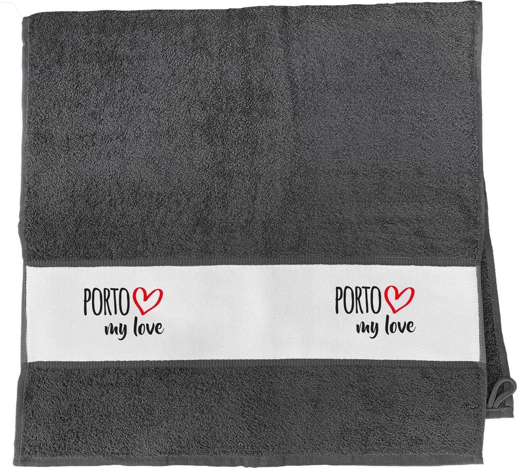 Huuraa Handtuch Porto my love 50x100cm Graphite Baumwolle Handtuch Geschenkidee