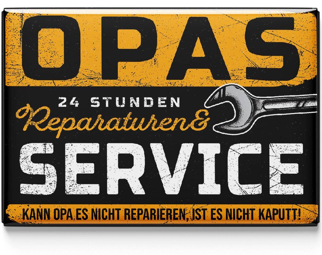 LANOLU Kühlschrankmagnete lustig- Opas Service -Vatertagsgeschenk- lustige Magnete mit Sprüchen und witzigen Motiven 8x5,5cm