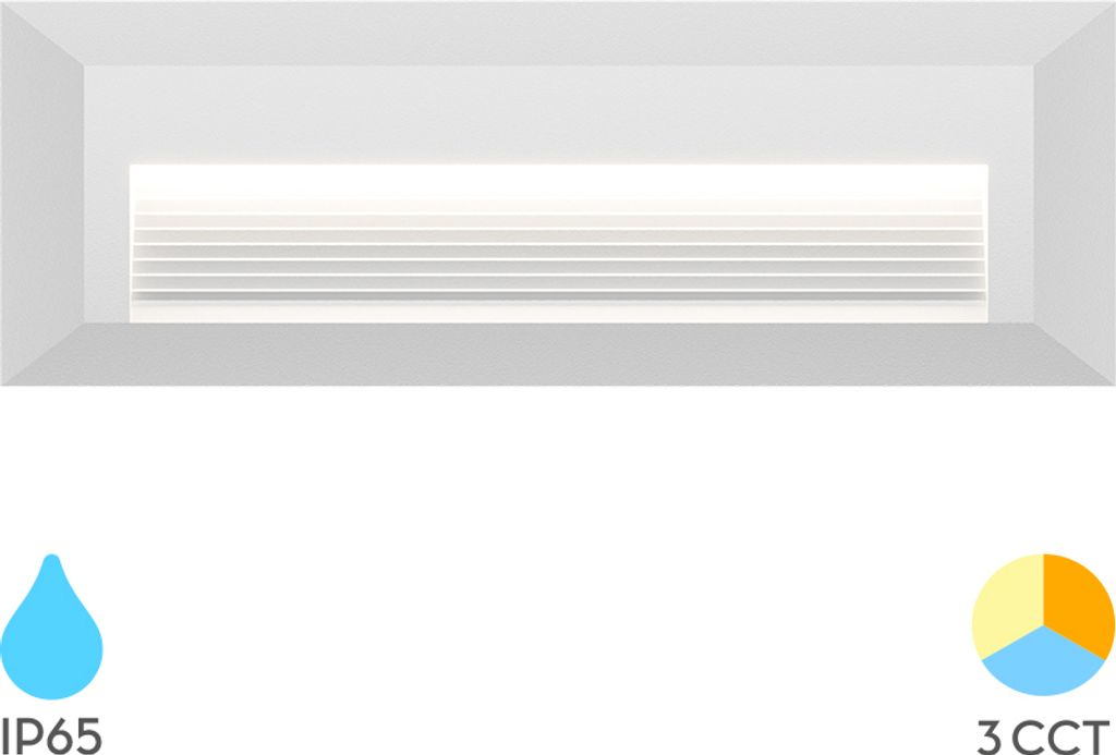 Braytron LED Weiße Wandleuchte indirekt Außen IP65 – 3W | 3in1 Farbtemperatur | Stufen & Treppenbeleuchtung