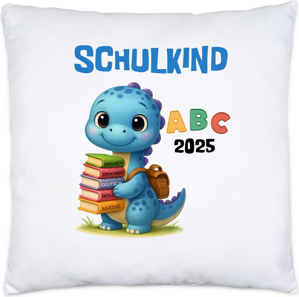Schulkind 2025 Kissen Dino Geschenk Einschulung Erstklässler ABC Schule Start coole Idee