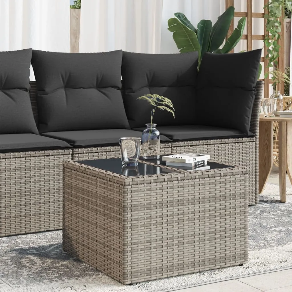 Tavolo Basso da Giardino 55x55 Poly Rattan - Eleganza Vetro Grigio - 2