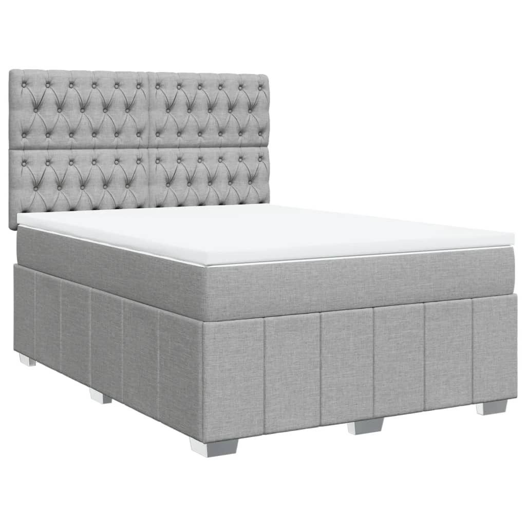 Boxspringbett mit Matratze Hellgrau 140x190 cm Stoff Produktbild 