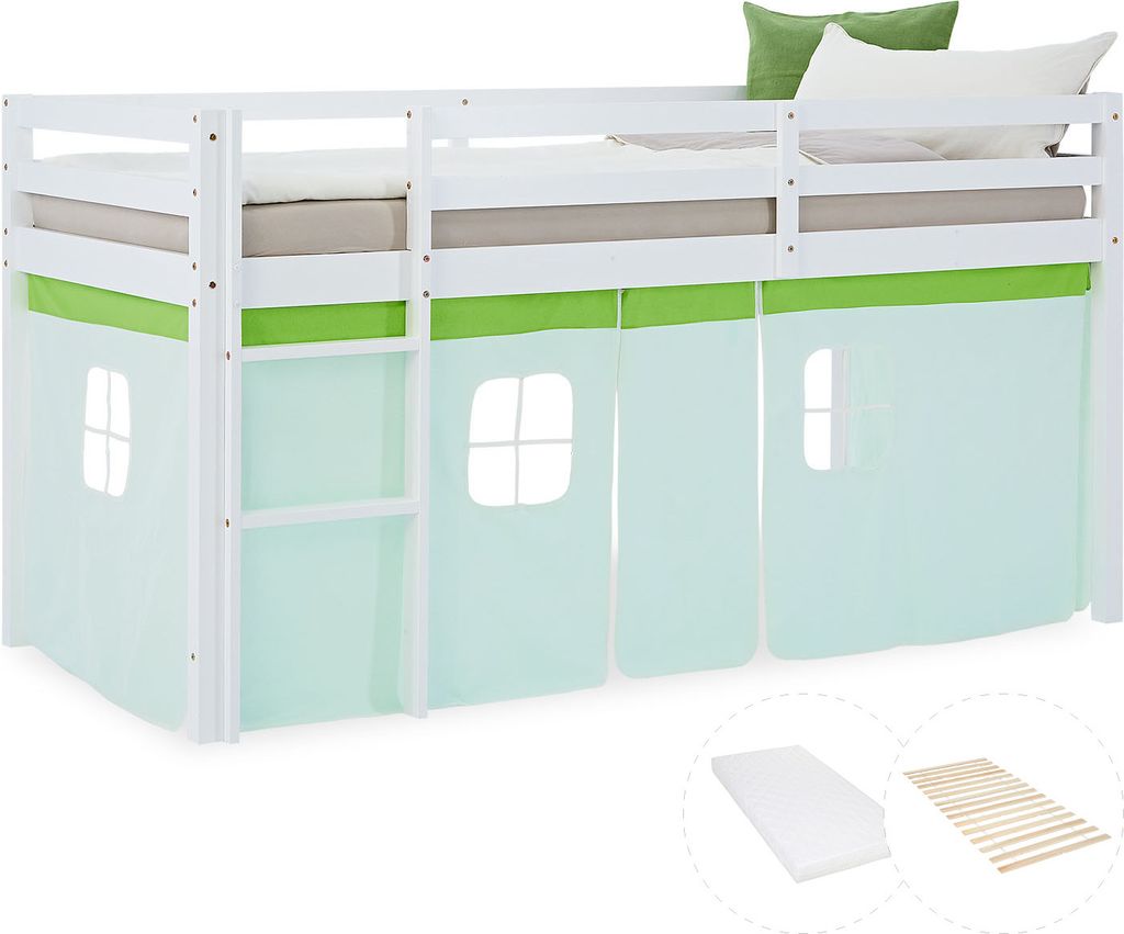 Lit superposé 90x200 cm avec Matelas Lit mezzanine en Bois Image du produit 