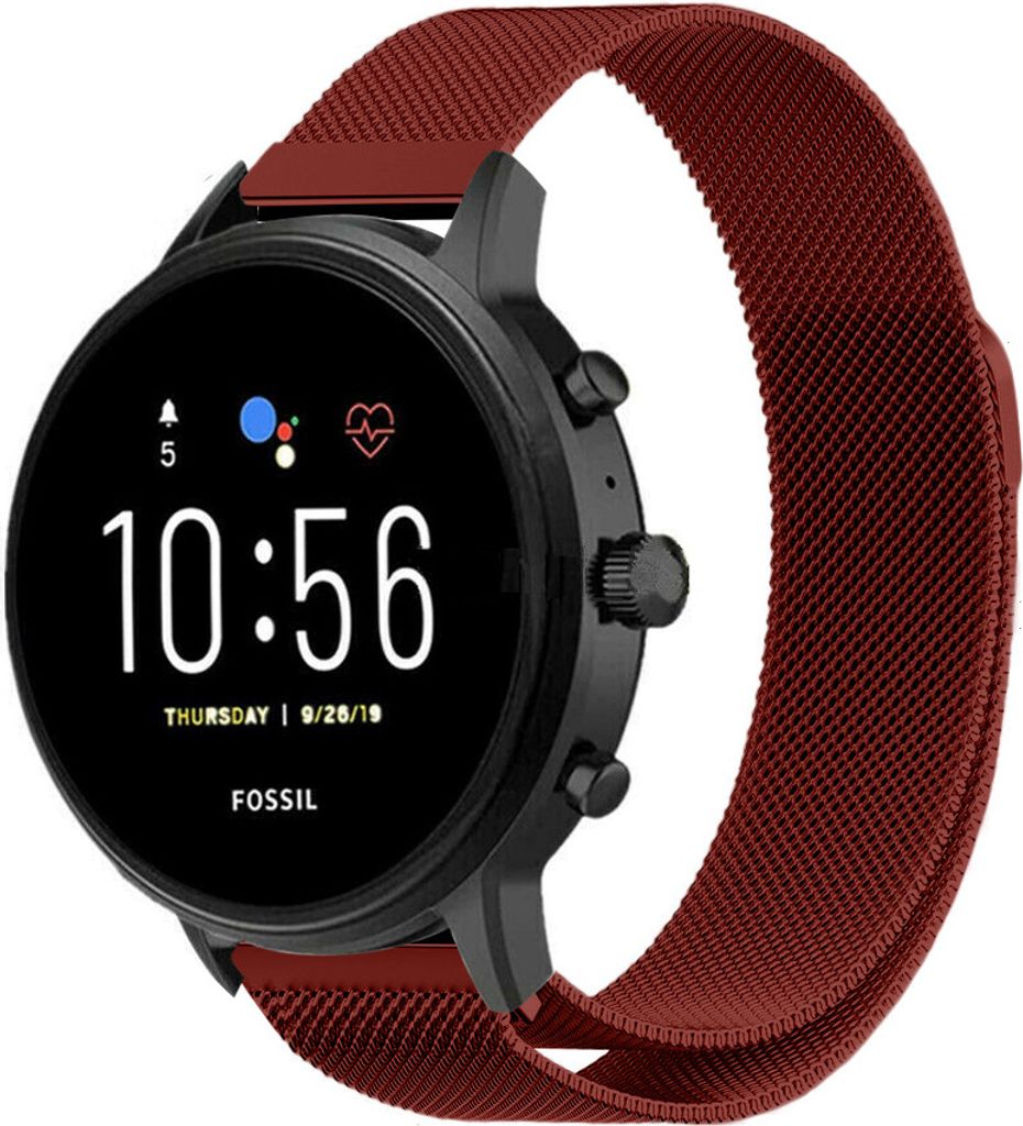 Strap-it Milanese - Kompatibel mit Fossil Gen 5Armband 44mm Fossil uhrenarmband Fossil ersatzarmband Hogwertiges Edelstahl für Smartwatch 22mm Arm...