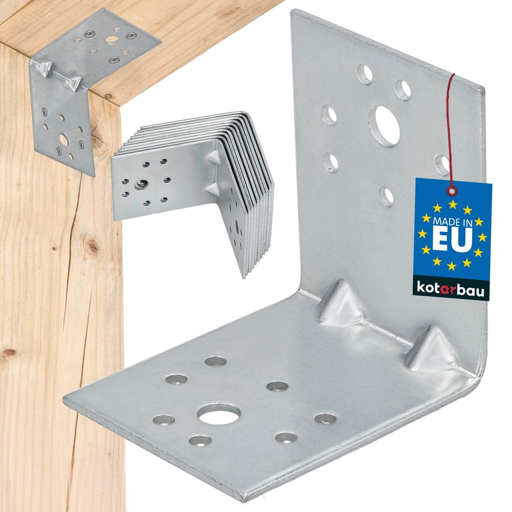 KOTARBAU 12er Set Winkelverbinder Regalwinkel 60x60x50mm Schwerlastwinkel Anschlagwinkel Verstärkter Metallwinkel Bauverbinder Verzinkter Stahl