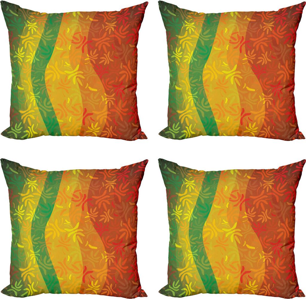 ABAKUHAUS Blumen Kissenbezug Set (4 Stück), Laubbaum-Blätter, Moderner Doppelseitiger Digitaldruck, 50 cm x 50 cm, Mehrfarbig