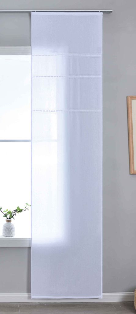 Halbtransparente Schiebegardine mit Ösen HxB 245x60 cm Weiß Produktbild 