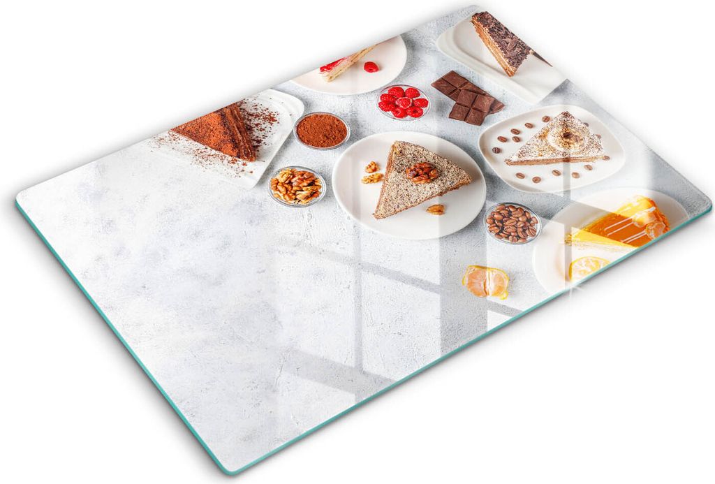 Glasschneideplatte - Herdabdeckplatte - 80x52 cm -Schneidebrett - Spritzschutz -Kuchen Süßigkeiten