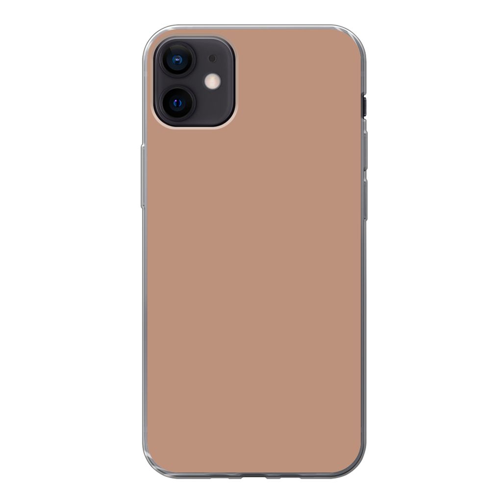 MuchoWow Handyhülle Schutzhülle Hülle für iPhone 12 mini Beige - Farbe - Rosa Silikon Softcase Handy Hülle - Bild