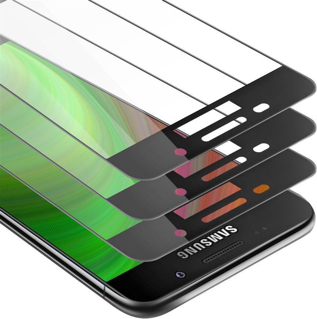 Cadorabo 3x Vollbild Panzer Folie für Samsung Galaxy A7 2016 Schutzfolie in Schwarz Tempered Display-Schutzglas