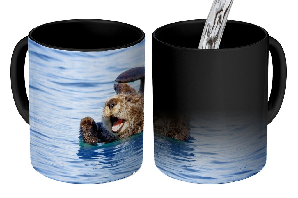 KitchenYeah Zauber Tasse Zaubertasse Magic Seeotter - Lustig - Wasser - Kinder - Jungen - Mädchen - Kind 350 ml Farbwechsel Becher Geschenk Gesc...