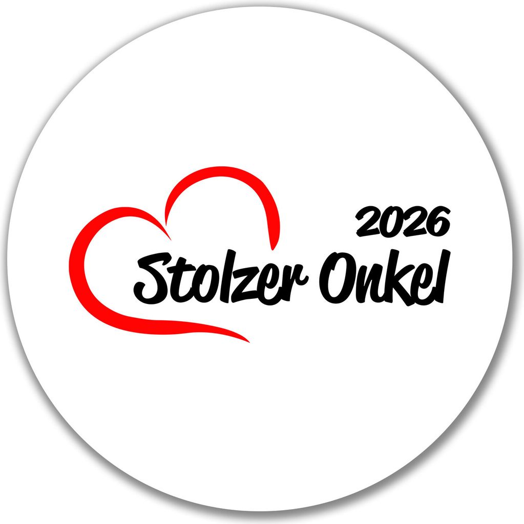 Huuraa Aufkleber Stolzer Onkel 2026 Herz 10cm rund Sticker Geschenkidee