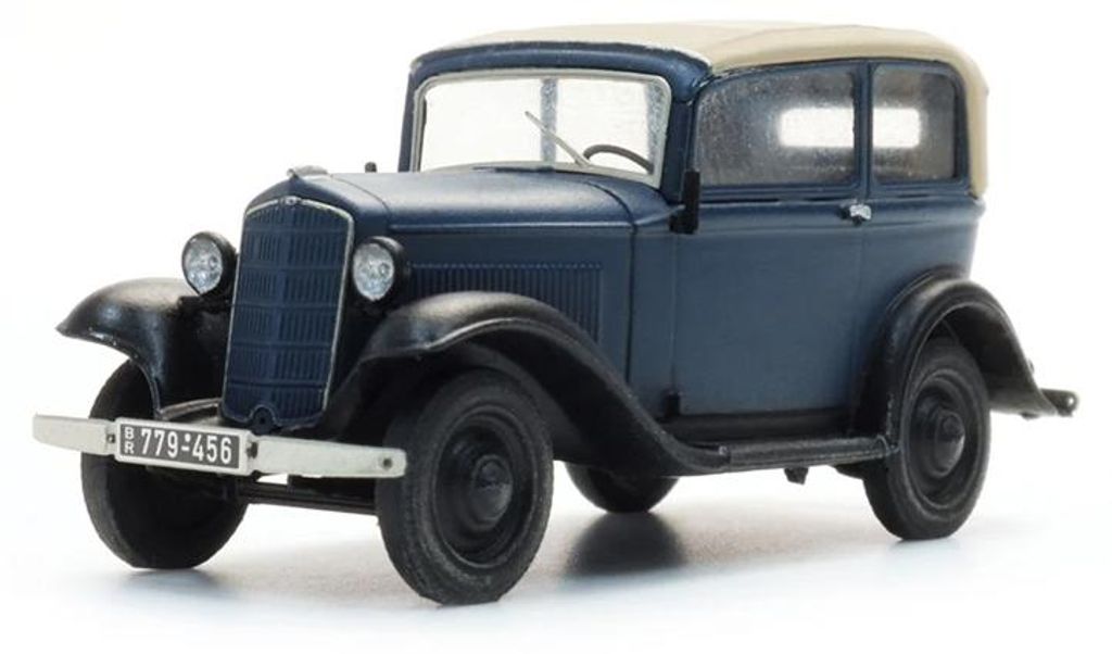 Artitec 387.646 - 1/87 / H0 Opel P4 Dach geschlossen, blau - Neu