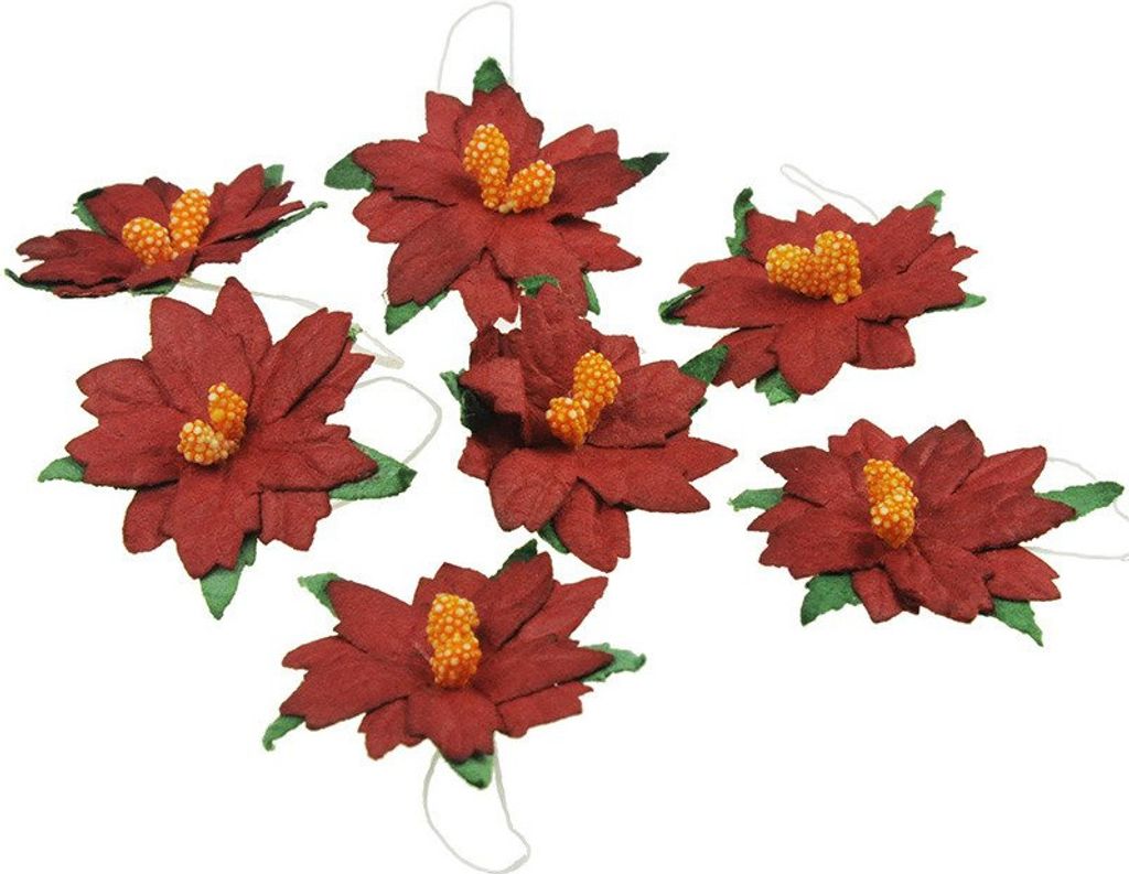 WEIHNACHTSSTERNE Mullberry Papier Papierblumen 35mm - rote 25 Stk.