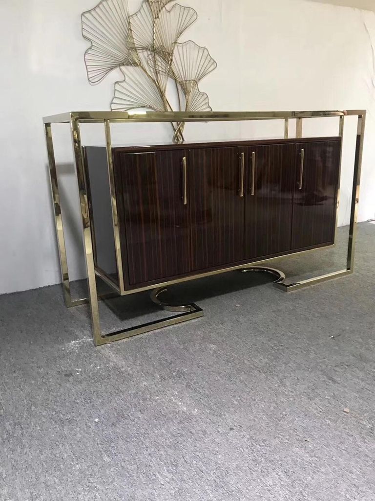 Designer Kommode Anrichte Side Low Board Schrank Wohn Zimmer Regal Luxus Metall