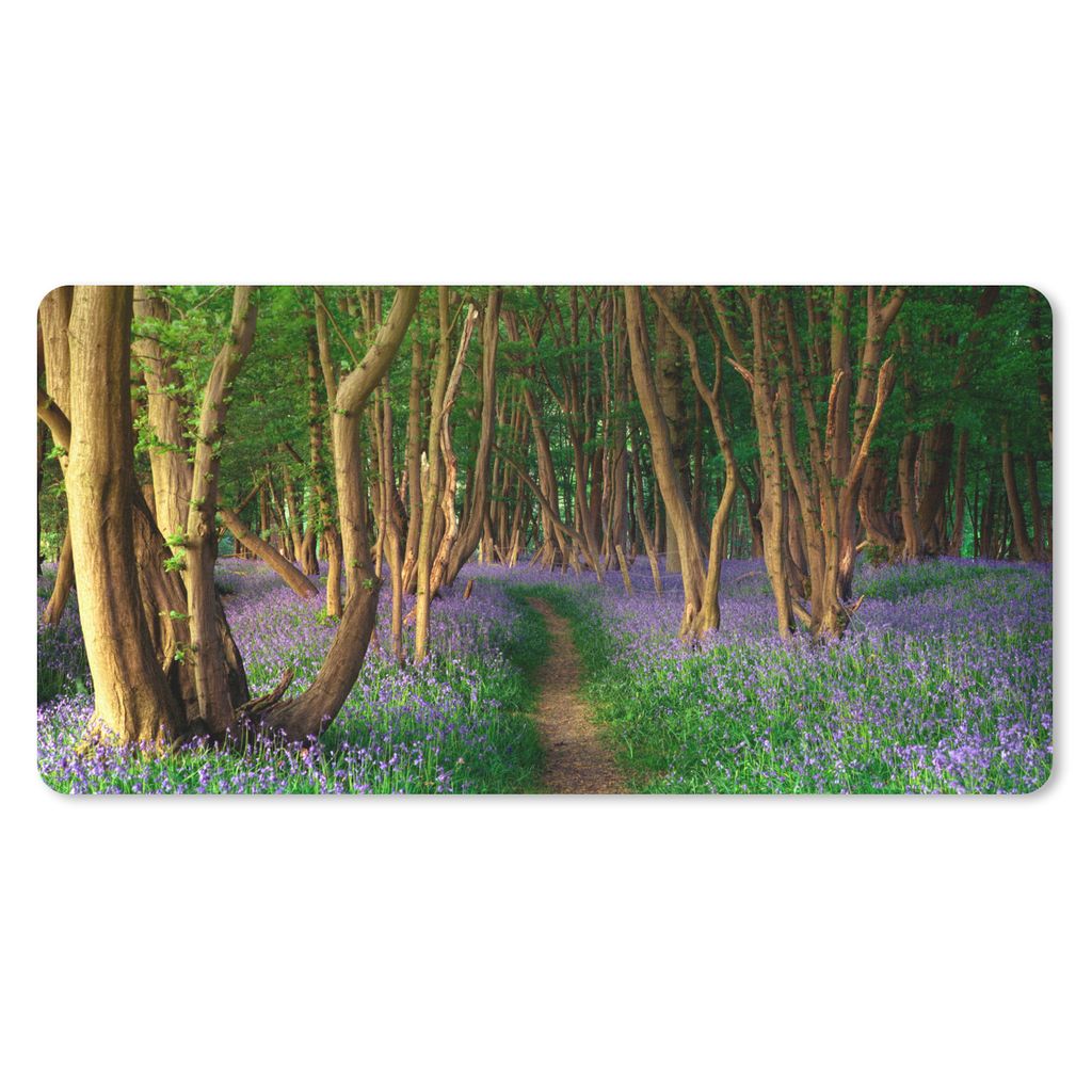 MuchoWow Mauspad Mousepad Wald - Weg - Blumen 60x30 cm - Mousepads - Maus Mat - Pad - Mausunterlage - Nachhaltig