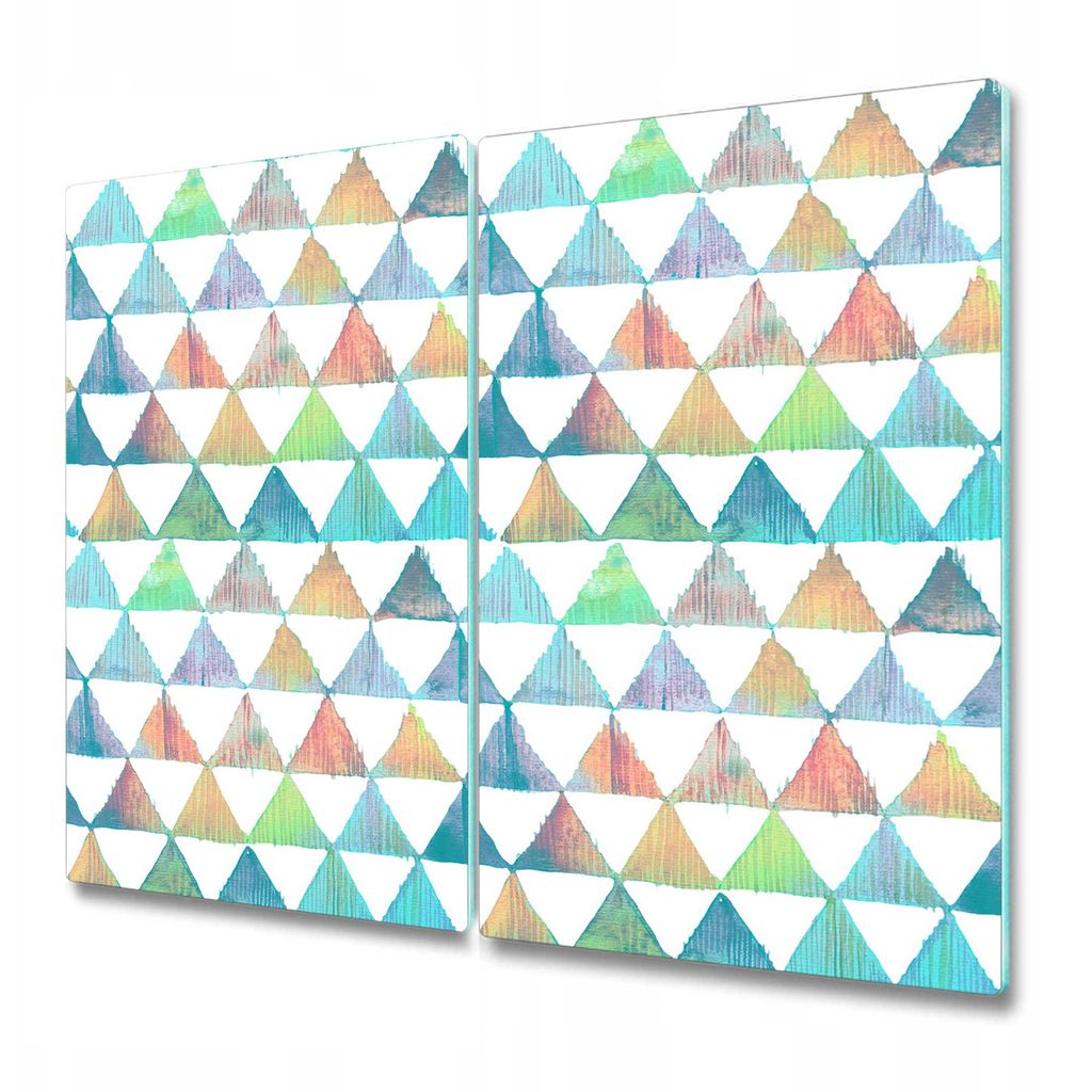 Küchenschneidebrett - Glasschneidebrett - Herdabdeckung - 2x 30x52 cm - Regenbogen Dreiecke
