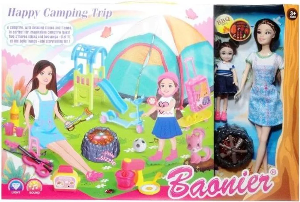 2 poupées de camping G3354 60600 : figurines miniatures articulées