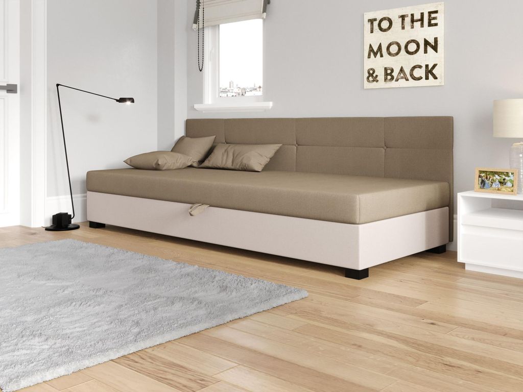 Einzelbett mit Polsterung 120x195 LOCIKA BIZ 2 - braun/ecru