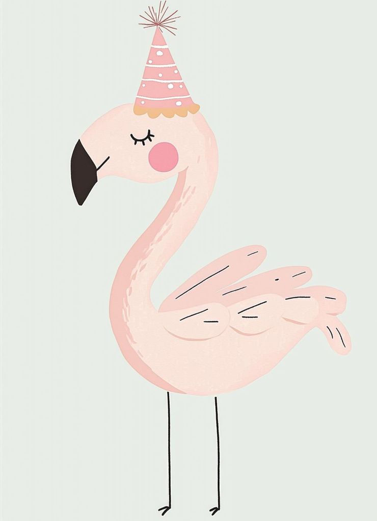 Plakat 13x18cm Muster für Kinder, Mädchen fürs Zimmer - Flamingo