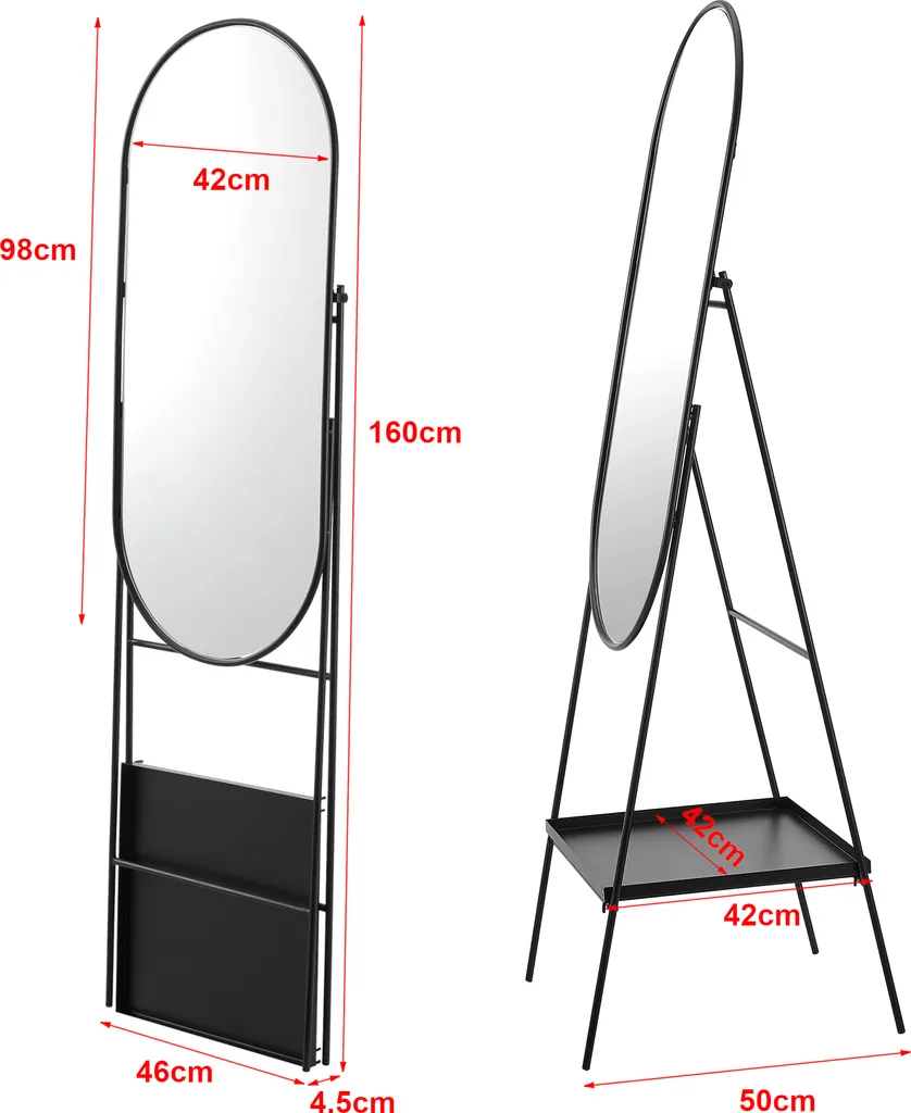 Miroir de sol Perano idéal pour dressing avec rangement accessoires - 3