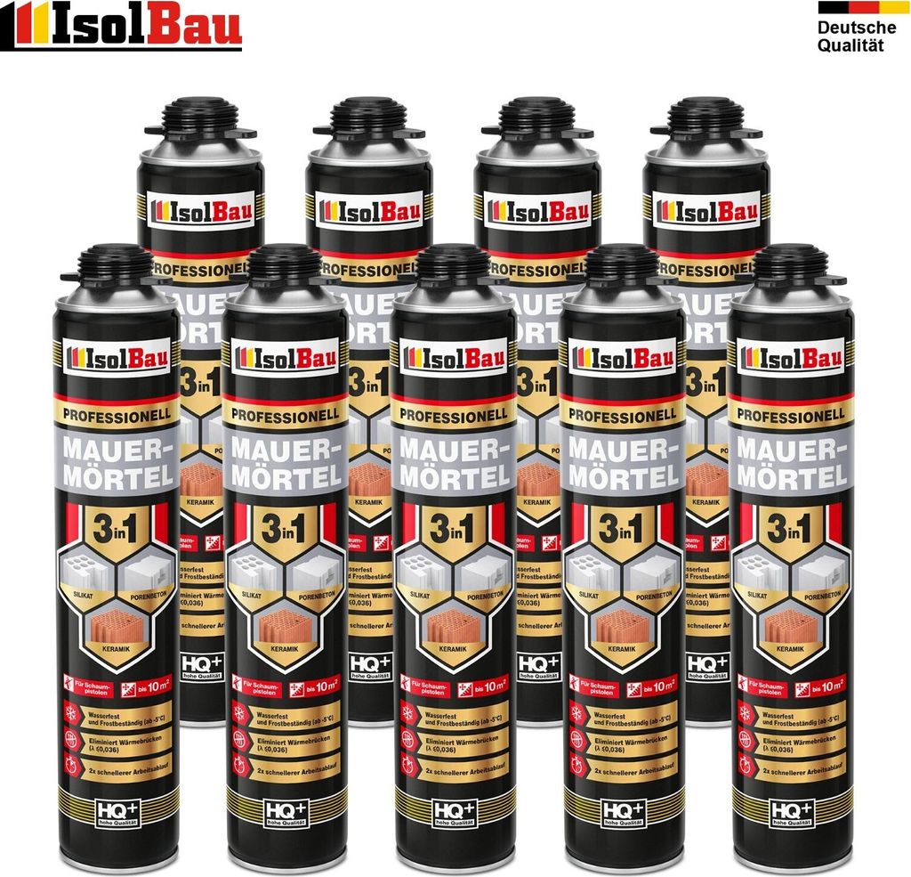 Mauermörtel Pistolenschaum Montageschaum PU-Mauermörtel Klebeschaum 9 x 750ml