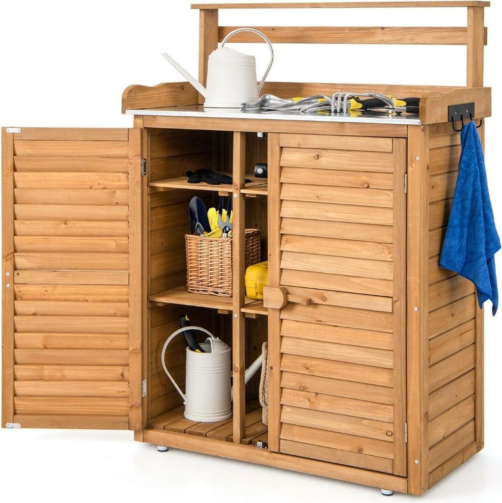 Garten-Pflanzbank mit Stauraum, Holz, 87 x 45 x 120 cm