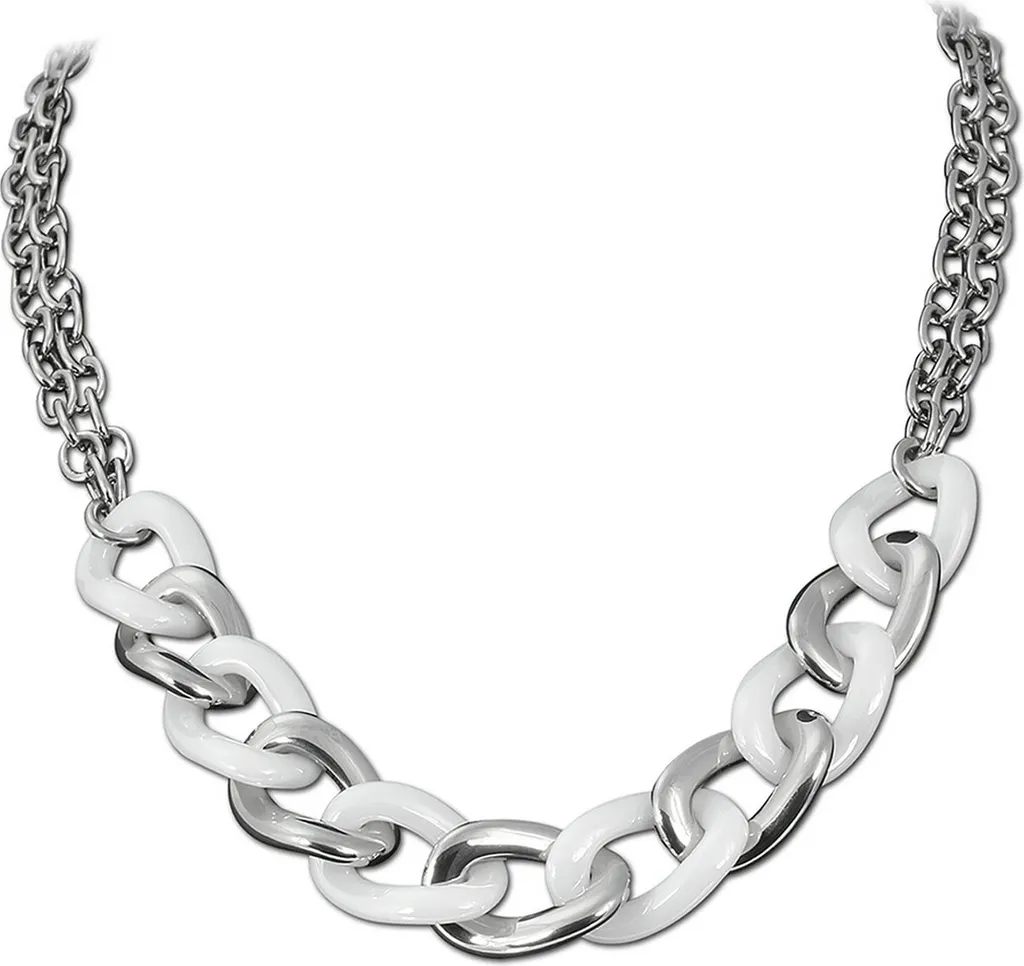 Collana Amello in acciaio inossidabile e Vetroceramica 50cm gioielli a cordoncino argento bianco D2ESKX06W