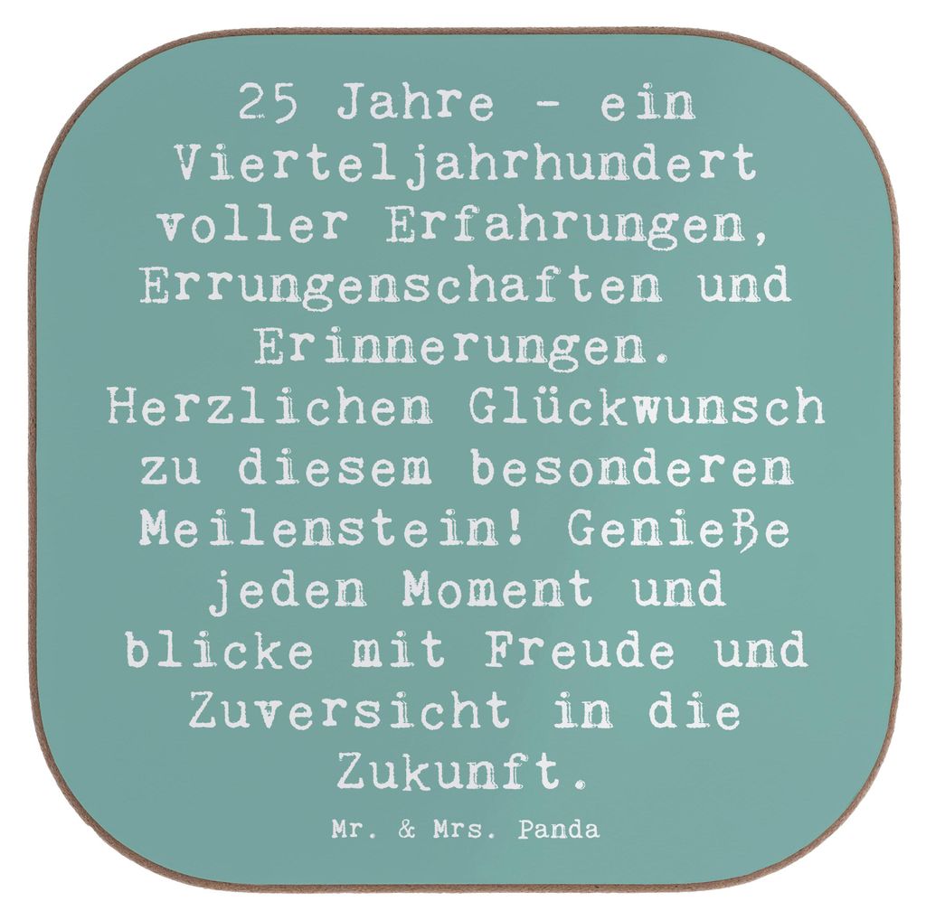 Mr. & Mrs. Panda Tischuntersetzer Spruch 25. Geburtstag - Meeresbrise - Geschenk, Geschenke, Erfahrungen, Untersetzer Tasse, Holzuntersetzer, für ...