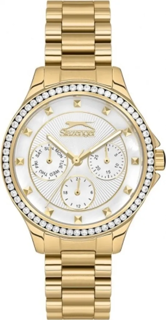 Montre femme dorée de luxe Slazenger en acier inoxydable fashion