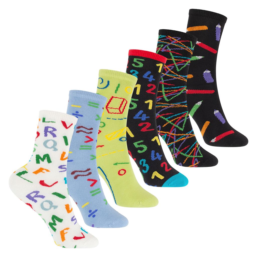 Bunte Baumwoll Basic Socken (6 Paar) mit lustigen Motiven Produktbild 