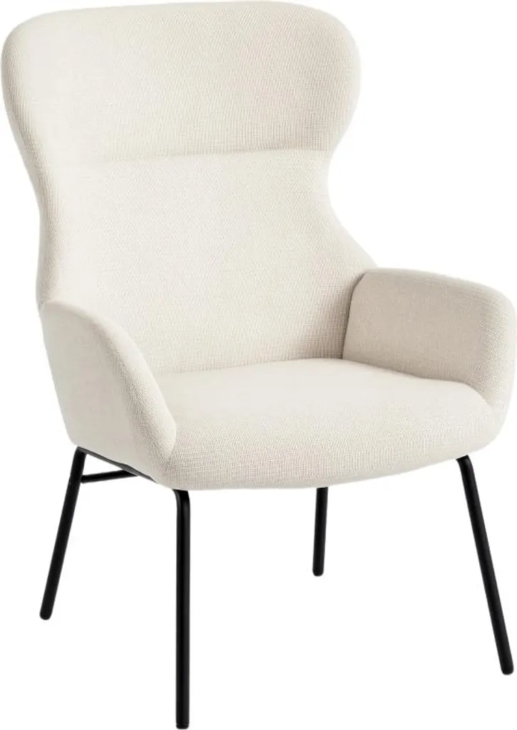 Fortuna Lai Chaise Rembourrée Design Oreilles Dossier Haut Blanc Crème