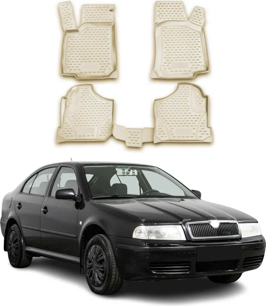 Tappetini Auto Gomma Beige OMAC per Skoda Octavia 96-04 | 4 Pezzi