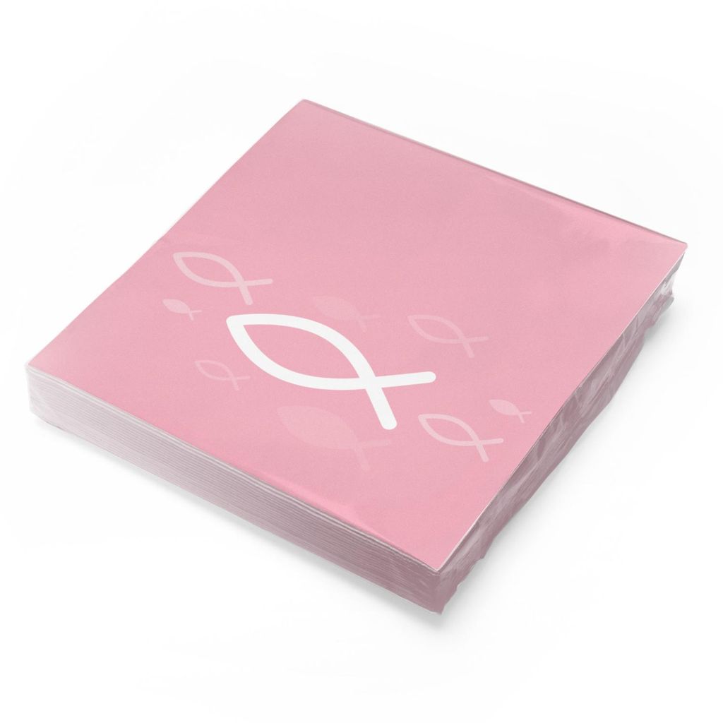 itenga Servietten Fisch ROSA Weiß 30 x 30 cm 3-lagig 20 Produktbild 