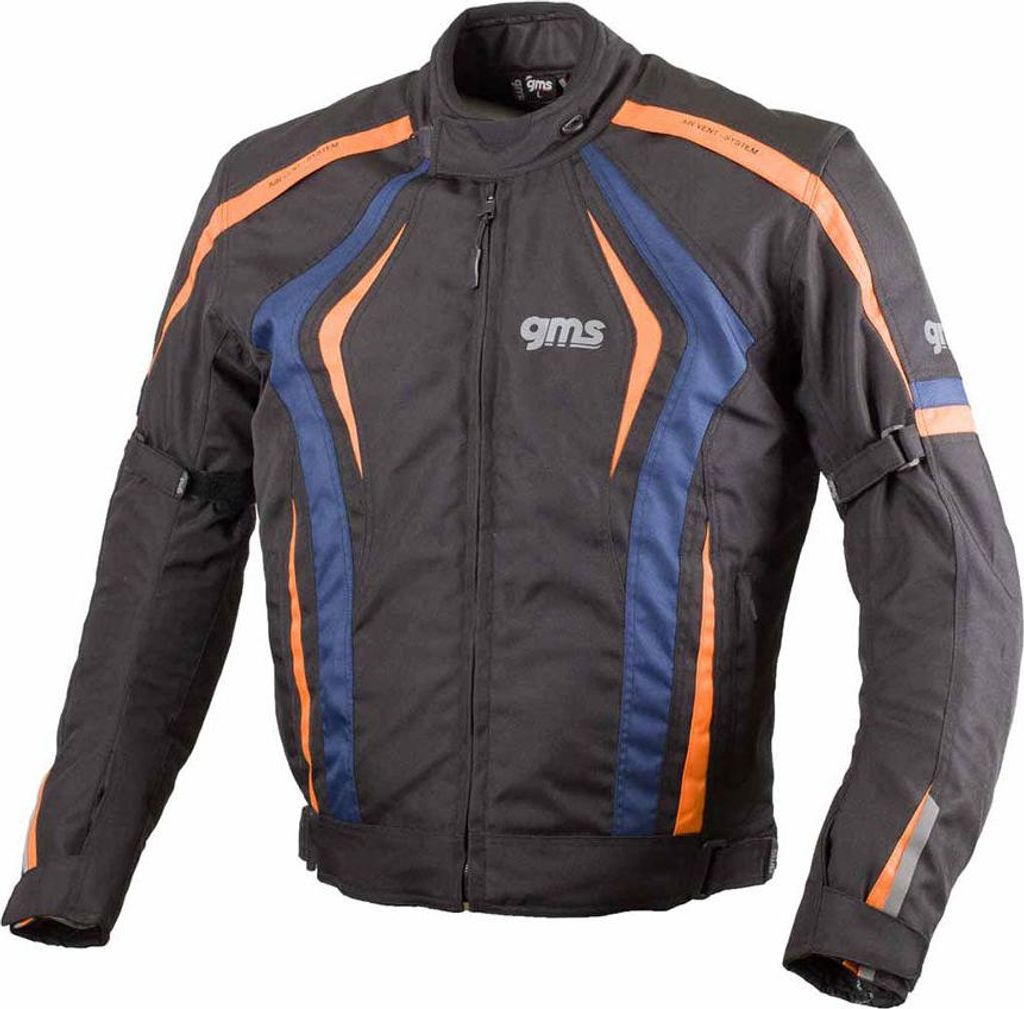 GMS Pace Motorrad Textiljacke, schwarz/blau/orange, 2XL