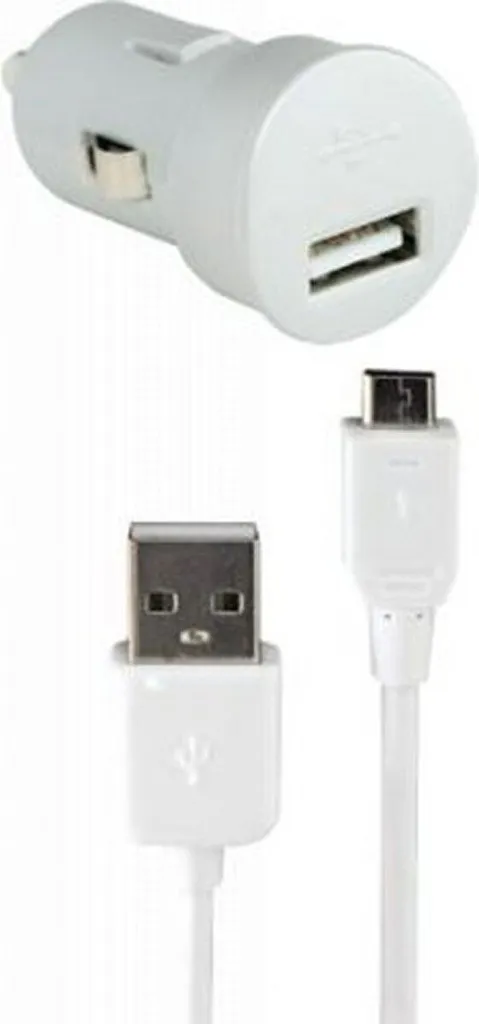 Blueway, Mini caricatore per accendisigari 1A Micro USB, bianco