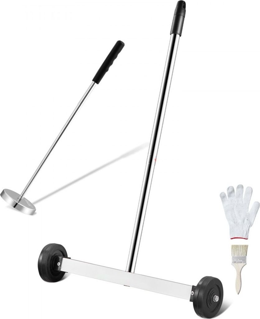 Teleskop-Magnetkehrmaschine - 38 cm - Rollbare Teppichkehrmaschine - Effektiver Magnetbesen für schnelle Reinigung