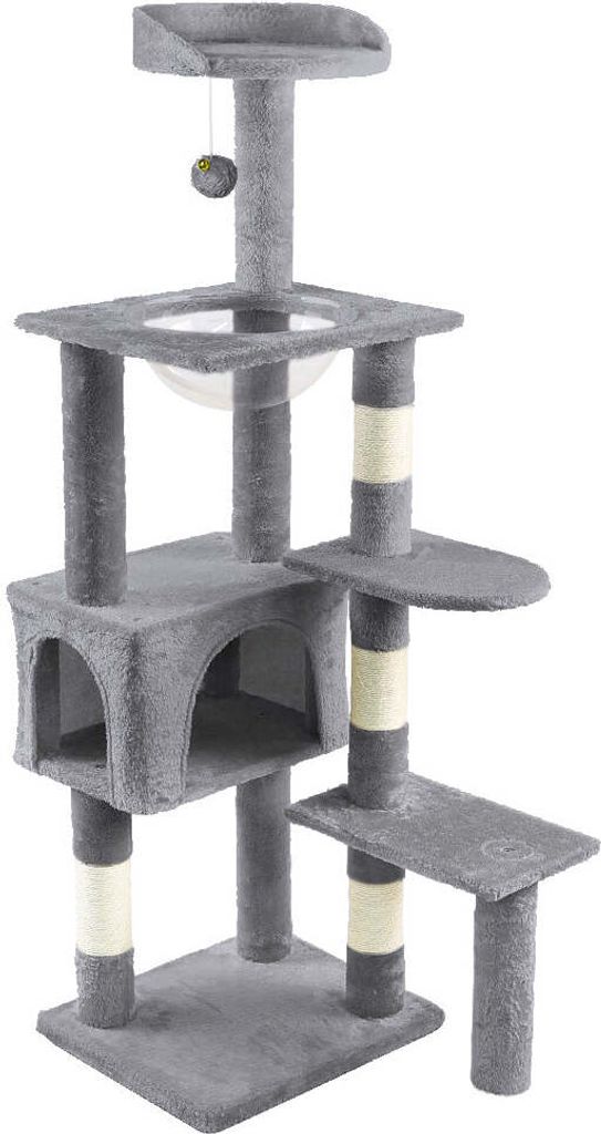 VOUNOT Kratzbaum Groß für Katzen, Katzenbaum mit Sisalstamm, 138cm, Grau