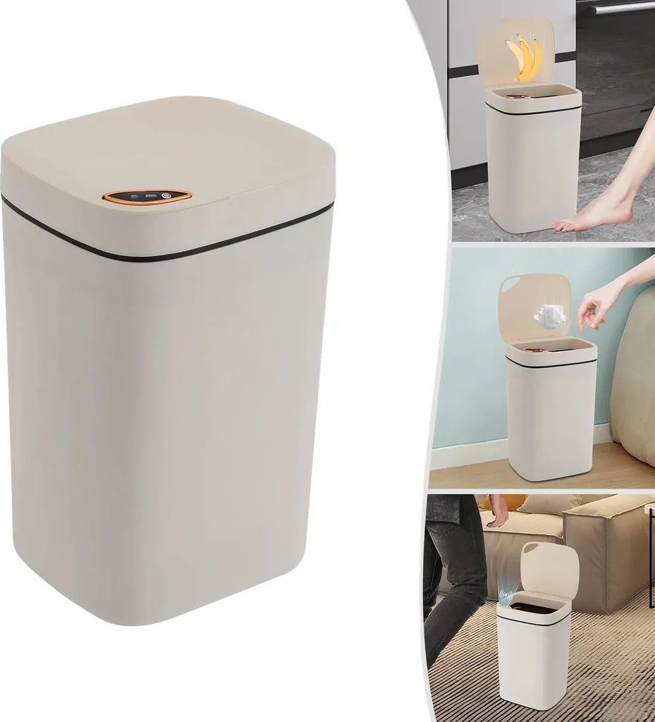 Poubelle Automatique de Cuisine 16 Litres avec Capteur Intelligent 360°