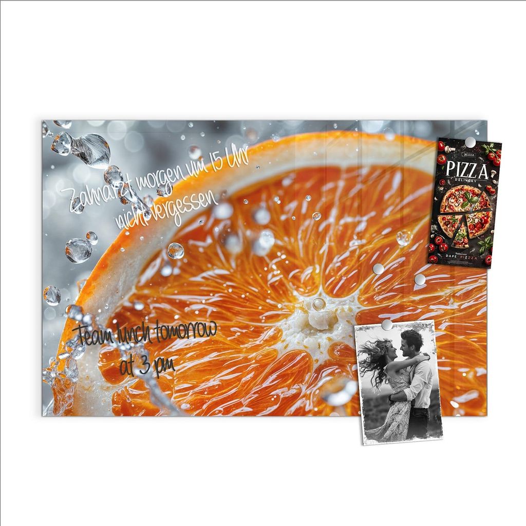 Magnettafel 60x40cm Pinnwand Whiteboard beschreibbar - Orangenscheibe Spritz