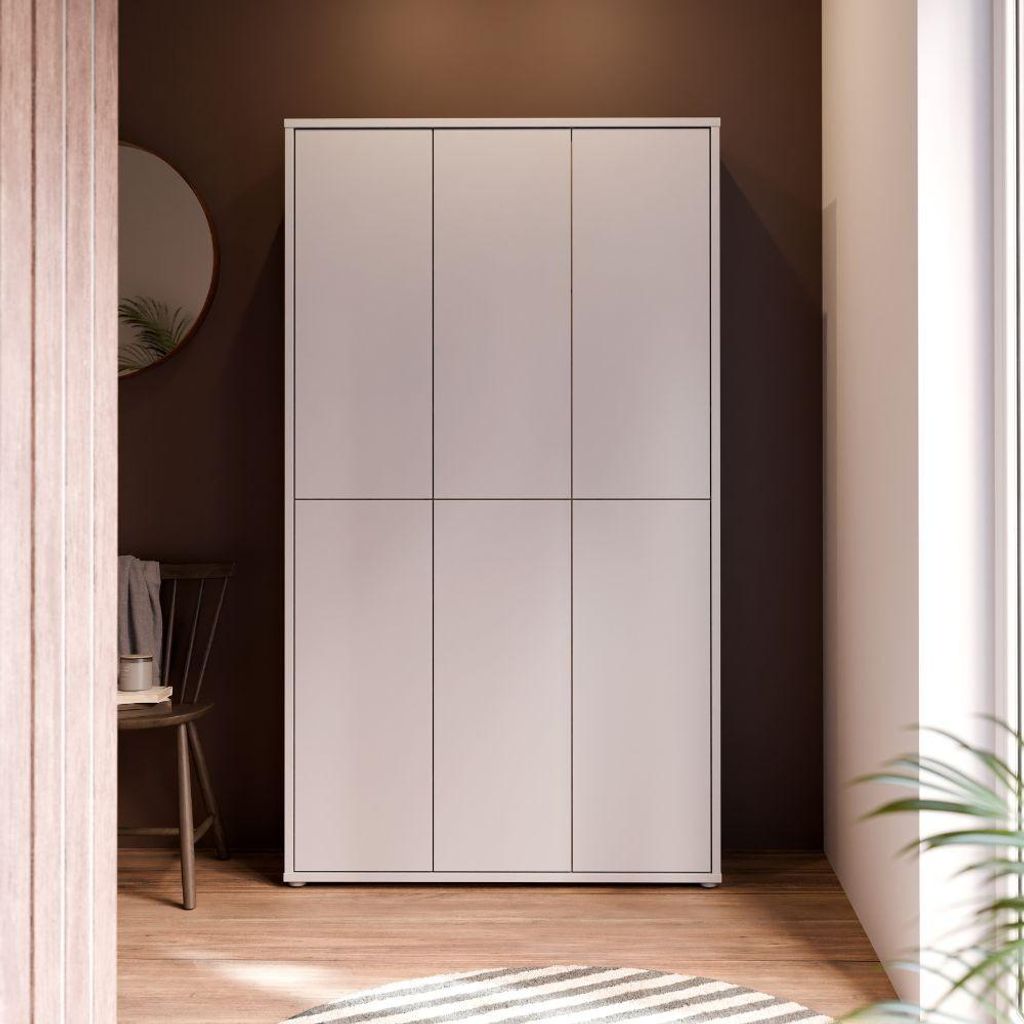 Armadio multiuso Medea 6 ante grigio chiaro 109x35x192 - Immagine del prodotto 