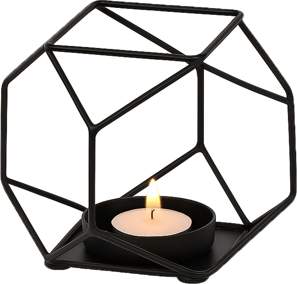 Marrakesch Deko Aesthetic Windlichter Metall Draht 11 cm groß schwarz | Windlicht Teelichthalter Sarpene -1- als Balkondeko & Wohnzimmer Tisch Dek...