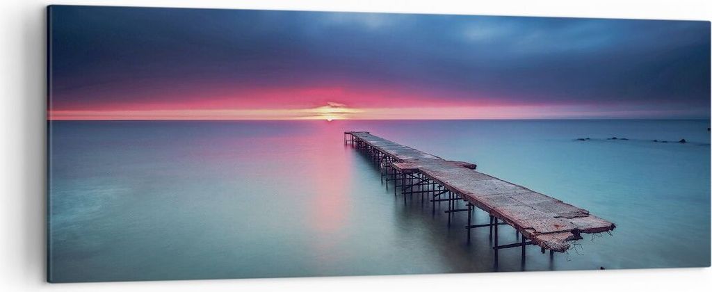 Bild auf Leinwand - Leinwandbild - Einteilig - Brücke Meer Landschaft - 140x50cm - Wand Bild - Wanddeko - Wandbilder - Leinwanddruck - Bilder - Wa...
