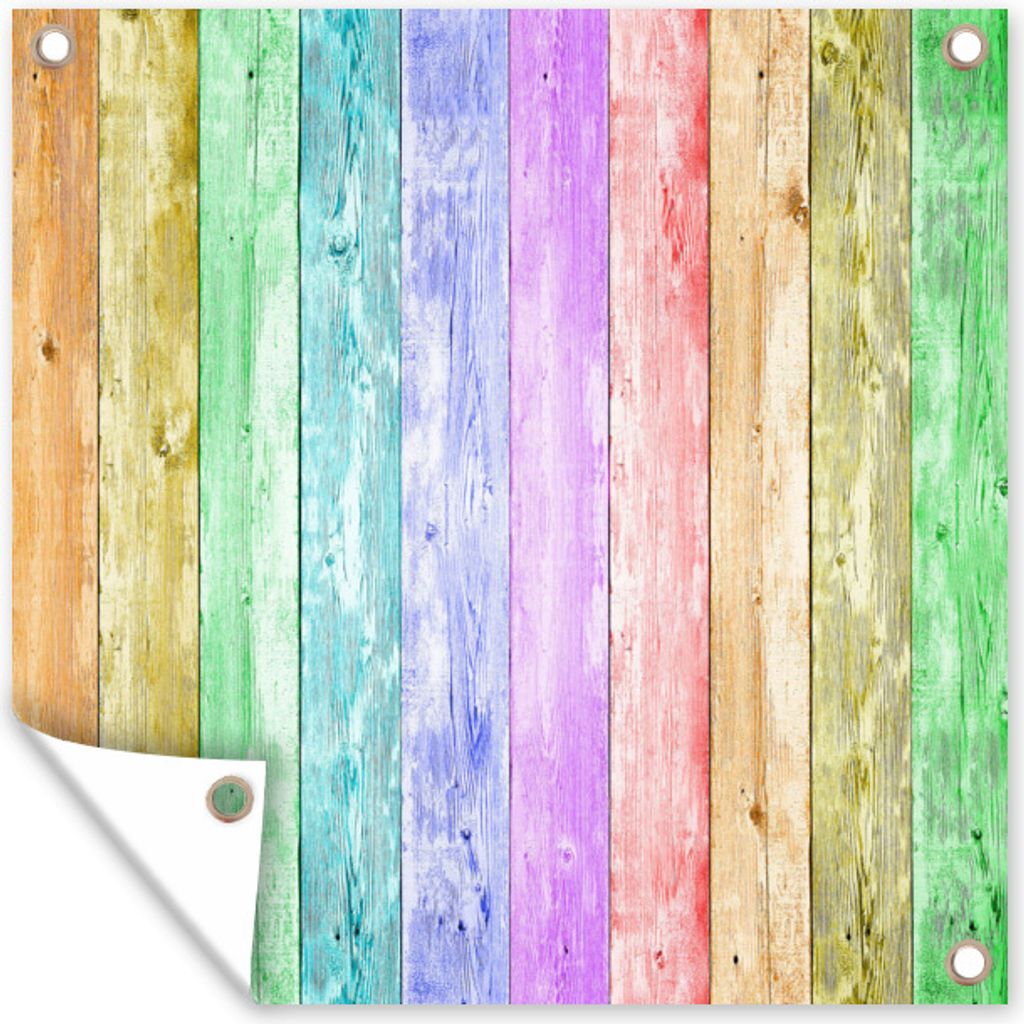 MuchoWow 50x50 cm Outdoor-Poster Gartendeko Sichtschutz Garten Poster für den Garten Regenbogen - Regal - Farbe