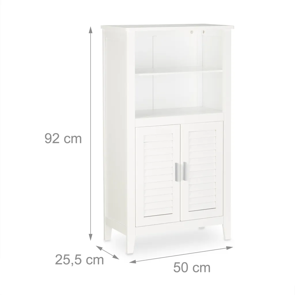 Relaxdays Lamell Armoire de salle de bain blanche en bambou naturel