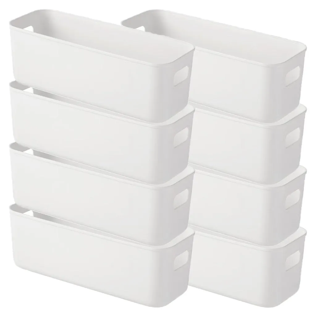 Lot de 8 paniers de rangement gris polyvalents pour tiroir et bureau