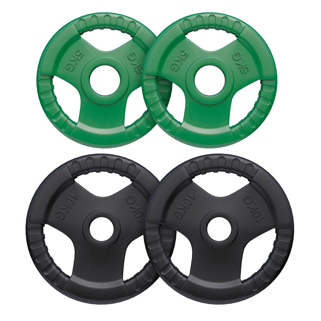 GORILLA SPORTS Hantelscheiben - Einzeln 1,25-25kg / Set 30kg, 50mm, Gripper, Guss, Gummi - Gewichtsscheiben, Olympia Gewichte, Langhantel, Hantel